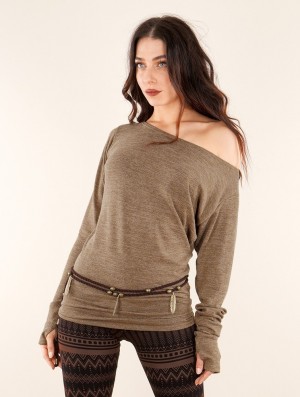 Dámské Svetr Toonzshop Kayäaz Batwing Sleeve Sweater Béžový | 3860ZGFLN