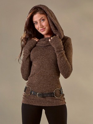 Dámské Svetr Toonzshop Mantra Big Collar Sweater Hnědé | 9547AYMRZ