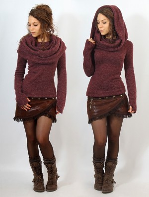 Dámské Svetr Toonzshop Mantra Big Collar Sweater Wine | 4623ZYJTC