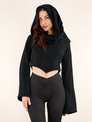 Dámské Svetr Toonzshop Obsidian Flared Sleeve Crop Sweater Černé | 7238EHLGV