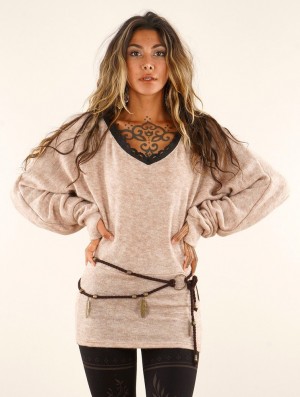 Dámské Svetr Toonzshop Physälis 2in1 Roll-up Sweater Béžový | 8427IJYTD