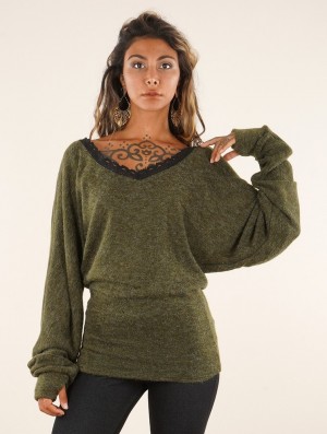 Dámské Svetr Toonzshop Physälis 2in1 Roll-up Sweater Zelene | 7430ZBRPN
