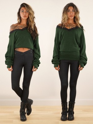 Dámské Svetr Toonzshop Physälis 2in1 Roll-up Sweater Zelene | 6280MNHJW