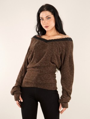 Dámské Svetr Toonzshop Physälis 2in1 Roll-up Sweater Hnědé | 6981TVIXS