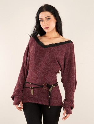 Dámské Svetr Toonzshop Physälis 2in1 Roll-up Sweater Wine | 2310JOXPU