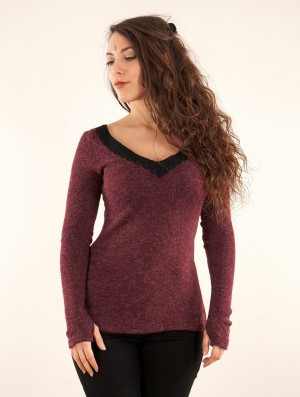 Dámské Svetr Toonzshop Ysälys Reversible Crochet-neck Sweater Wine | 5498VUFKB