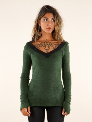 Dámské Svetr Toonzshop Ysälys Reversible Crochet-neck Sweater Zelene | 1829OXLFD
