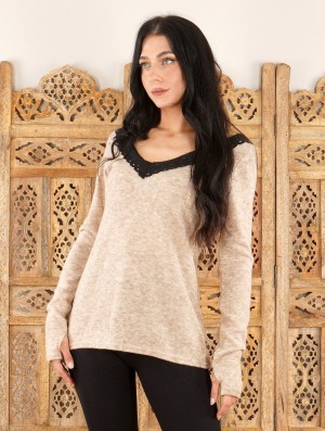 Dámské Svetr Toonzshop Ysälys Reversible Crochet-neck Sweater Béžový | 8603XLADU