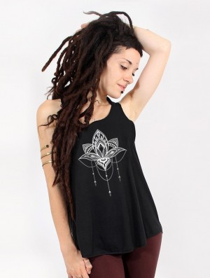 Dámské Tílko Toonzshop Anitaya Printed Tank Top Černé Stříbrné | 9563ISTKV