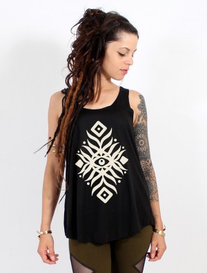 Dámské Tílko Toonzshop Elbana Printed Tank Top Černé Béžový | 7319JAFUI