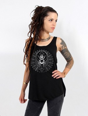 Dámské Tílko Toonzshop Geometric Scarab Printed Tank Top Černé Stříbrné | 0384YADFW