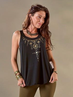 Dámské Tílko Toonzshop Kyaani Printed Tank Top Černé Zlaté | 4568HXURD