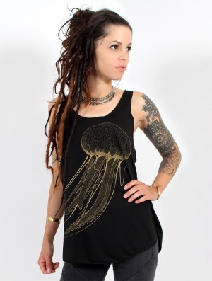 Dámské Tílko Toonzshop Sajja Medusa Printed Tank Top Černé Zlaté | 2607TWQMC