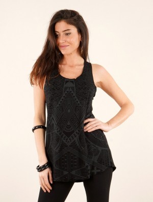 Dámské Tílko Toonzshop Yavana Africa Printed Racerback Tank Top Černé | 4612NMQTL