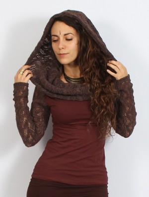 Dámské Topy Toonzshop Atmäa Crochet Long Sleeve Top Hnědé | 5128BTHCA