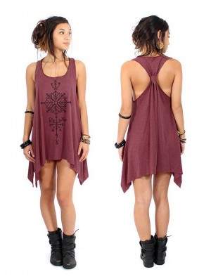 Dámské Topy Toonzshop Freyja Printed Knotted Sleeveless Tunic Černé | 8956MBFND