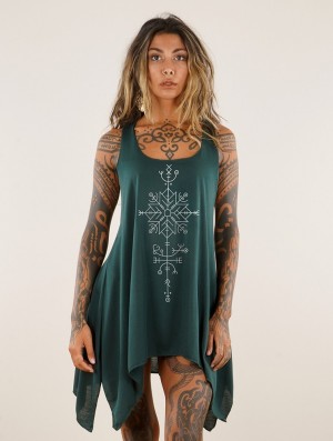 Dámské Topy Toonzshop Freyja Printed Knotted Sleeveless Tunic Stříbrné | 0163HFTGR