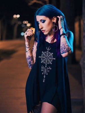Dámské Topy Toonzshop Freyja Printed Knotted Sleeveless Tunic Černé Stříbrné | 9856KHXQD
