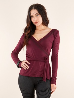 Dámské Topy Toonzshop Irwaen Indie Long Sleeve Top Wine | 5398QFBDL