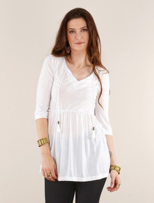 Dámské Topy Toonzshop Kwindi 3/4 Sleeve Tunic Bílé | 2340XBYLW