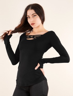 Dámské Topy Toonzshop Layläa Long Sleeve Reversible Top Černé | 5109SLJPK