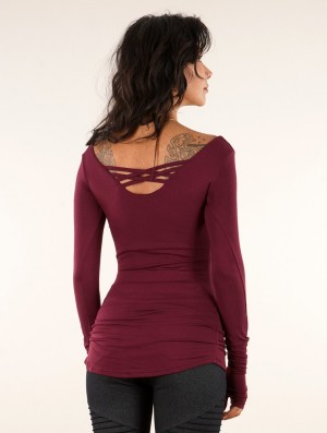 Dámské Topy Toonzshop Layläa Long Sleeve Reversible Top Wine | 4597UGKJT