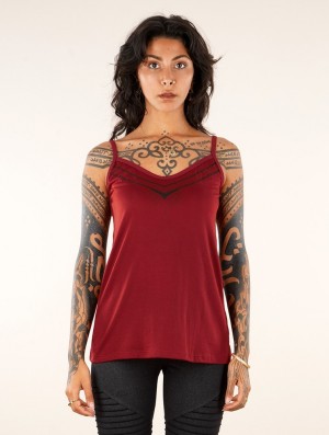 Dámské Topy Toonzshop Lotus Ciryandil Printed Shoulder Strap Top Červené | 8249MOTHN