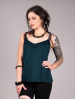 Dámské Topy Toonzshop Lotus Ciryandil Printed Shoulder Strap Top Blankyt | 8540NJLOM
