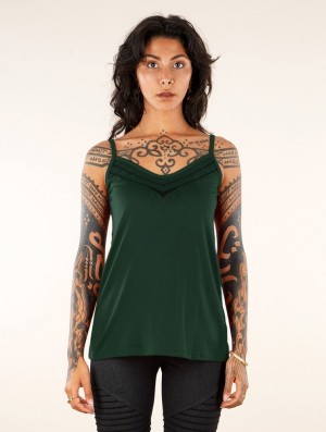 Dámské Topy Toonzshop Lotus Ciryandil Printed Shoulder Strap Top Peacock teal | 3086FMBZA