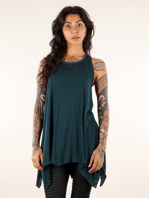 Dámské Topy Toonzshop Lotus Luinil Printed Flared Tank Tunic Blankyt | 5180XKOJR