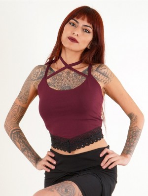 Dámské Topy Toonzshop Moön Sleeveless Crop Top Wine | 1573DZGUW