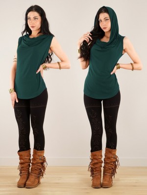 Dámské Topy Toonzshop Nephilim Cowl Neck Sleeveless Top Peacock teal | 1964RCSVU