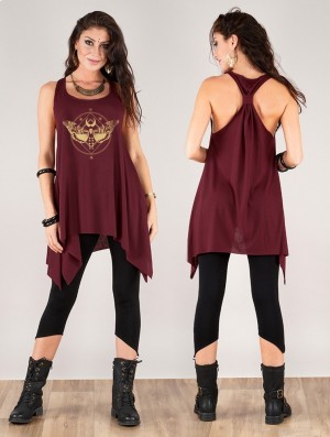 Dámské Topy Toonzshop Nightmoth Printed Knotted Sleeveless Tunic Zlaté | 2915XYFGP