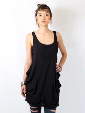 Dámské Topy Toonzshop Palani Sleeveless Tunic Černé | 0134MKTHZ