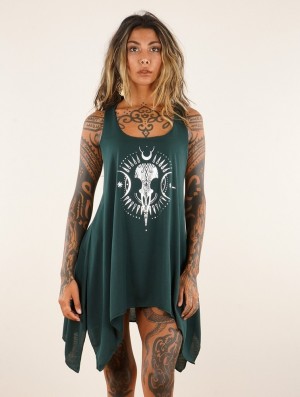 Dámské Topy Toonzshop Ridaloo Printed Knotted Sleeveless Tunic Stříbrné | 7684KHNTB