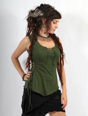 Dámské Topy Toonzshop Sanjana Pixie Hood Top Zelene | 6401NMVGY