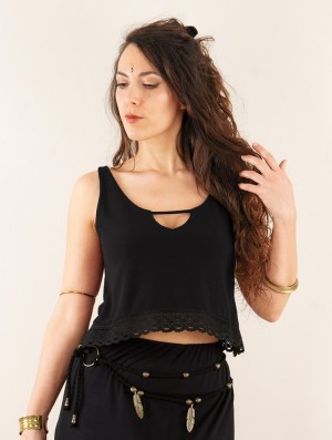 Dámské Topy Toonzshop Öde Reversible Short Sleeve Top Černé | 0513HOLBZ