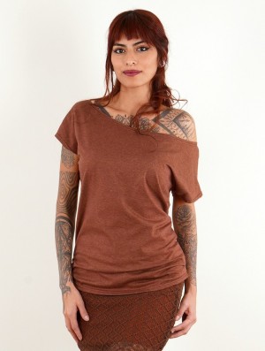Dámské Tričko Toonzshop Kayäazü Boat Neck Loose T-shirt Mottled sienna | 8619RJECS
