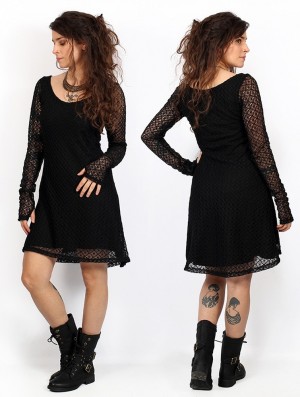 Dámské Šaty Toonzshop Alchemÿa Crochet Lining Dress Černé | 5428HGLXP