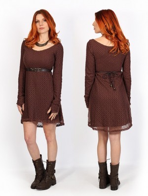 Dámské Šaty Toonzshop Alchemÿa Crochet Lining Dress Hnědé | 5920FCHYK