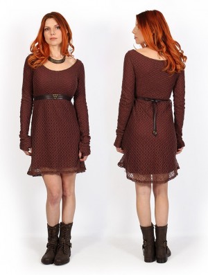 Dámské Šaty Toonzshop Alchemÿa Crochet Lining Dress Hnědé | 0217IKHCV