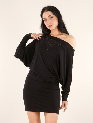 Dámské Šaty Toonzshop Aliyan Zohraa Batwing Sleeves Short Dress Černé | 7153CQPZA