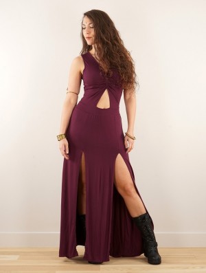 Dámské Šaty Toonzshop Andreas Long Split Strappy Dress Wine | 6504FGXND
