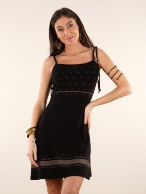 Dámské Šaty Toonzshop Atkatla Printed Strappy Short Dress Černé | 3789XUCSH