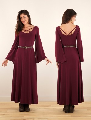 Dámské Šaty Toonzshop Black Moon Reversible Long Dress Wine | 0362YVLKF