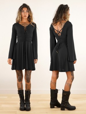 Dámské Šaty Toonzshop Bohemian Dress "Orphée" Černé | 8214FHBMK