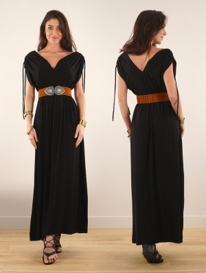 Dámské Šaty Toonzshop Calimshan Long Dress With Openwork Short Sleeves Černé | 5394SEYKI