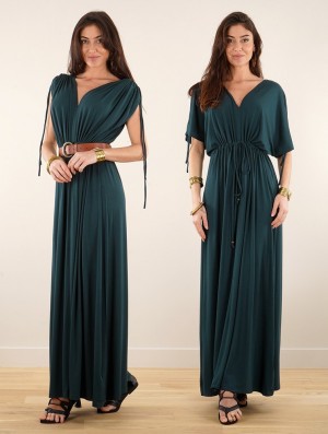 Dámské Šaty Toonzshop Calimshan Long Dress With Openwork Short Sleeves Teal | 1396AEVIL