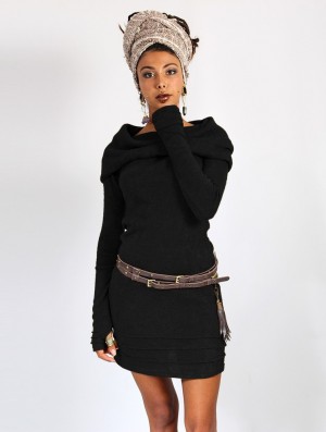 Dámské Šaty Toonzshop Chryzalide Sweater Dress Černé | 9687TRIJY