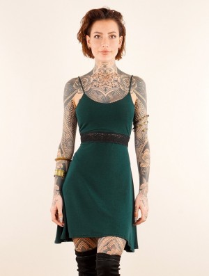 Dámské Šaty Toonzshop Düune Skater Dress With Crochet Peacock teal | 0859HQIMJ